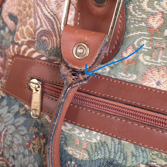 Vintage Expandable Tapestry Bag Overnight Bag  Tote Pegasus Cottagecore Floral - Picture 16 of 16